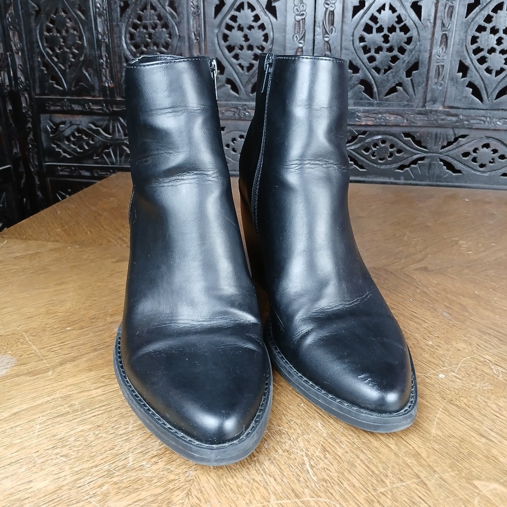 Madden Girl Boots Women 9.5 M Klick Black Ankle Booties Chunky Block Heel *READ* - Picture 2 of 9